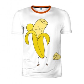 Мужская футболка 3D спортивная с принтом Банан в Кировске, 100% полиэстер с улучшенными характеристиками | приталенный силуэт, круглая горловина, широкие плечи, сужается к линии бедра | грустный | фрукты