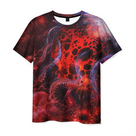 Мужская футболка 3D с принтом Красная планета в Кировске, 100% полиэфир | прямой крой, круглый вырез горловины, длина до линии бедер | звёзды | космическое пространство | космос | планета | созвездие