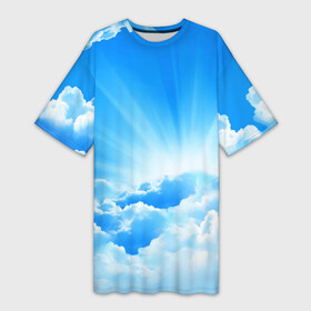 Платье-футболка 3D с принтом Небо в Кировске,  |  | небо | облако | синяя | солнце