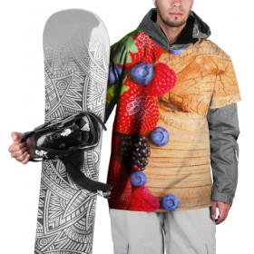 Накидка на куртку 3D с принтом Ягодки в Кировске, 100% полиэстер |  | красная | малина | новая | ягода | ягодная
