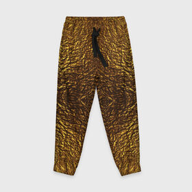 Детские брюки 3D с принтом Gold Texture в Кировске, 100% полиэстер | манжеты по низу, эластичный пояс регулируется шнурком, по бокам два кармана без застежек, внутренняя часть кармана из мелкой сетки | 