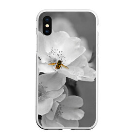 Чехол для iPhone XS Max матовый с принтом Пчела на цветах в Кировске, Силикон | Область печати: задняя сторона чехла, без боковых панелей | лепестки | цветы