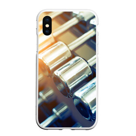 Чехол для iPhone XS Max матовый с принтом Гантели в Кировске, Силикон | Область печати: задняя сторона чехла, без боковых панелей | гантели | мощь | сила | спорт