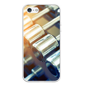 Чехол для iPhone 5/5S матовый с принтом Гантели в Кировске, Силикон | Область печати: задняя сторона чехла, без боковых панелей | гантели | мощь | сила | спорт