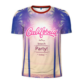 Мужская футболка 3D спортивная с принтом Калифорния в Кировске, 100% полиэстер с улучшенными характеристиками | приталенный силуэт, круглая горловина, широкие плечи, сужается к линии бедра | sea | гавайи | жара | калифорния | лето | любовь | море | океан | отдых | пальмы | пляж | солнце