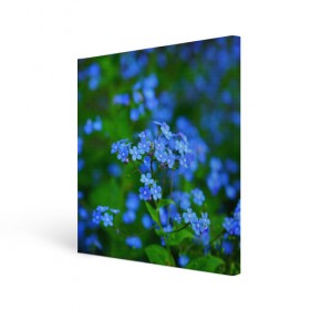 Холст квадратный с принтом Синие цветы в Кировске, 100% ПВХ |  | лепестки | прикольные картинки | цветочки | цветы