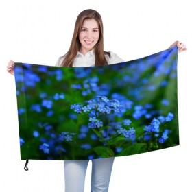 Флаг 3D с принтом Синие цветы в Кировске, 100% полиэстер | плотность ткани — 95 г/м2, размер — 67 х 109 см. Принт наносится с одной стороны | лепестки | прикольные картинки | цветочки | цветы