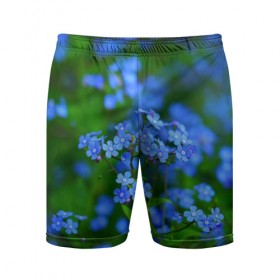 Мужские шорты 3D спортивные с принтом Синие цветы в Кировске,  |  | лепестки | прикольные картинки | цветочки | цветы
