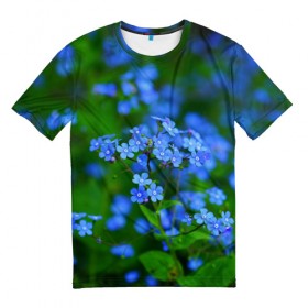 Мужская футболка 3D с принтом Синие цветы в Кировске, 100% полиэфир | прямой крой, круглый вырез горловины, длина до линии бедер | лепестки | прикольные картинки | цветочки | цветы