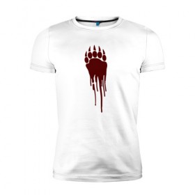 Мужская футболка премиум с принтом Bear blood trail в Кировске, 92% хлопок, 8% лайкра | приталенный силуэт, круглый вырез ворота, длина до линии бедра, короткий рукав | 