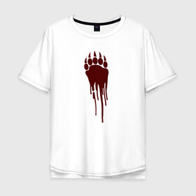 Мужская футболка хлопок Oversize с принтом Bear blood trail в Кировске, 100% хлопок | свободный крой, круглый ворот, “спинка” длиннее передней части | 