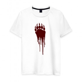 Мужская футболка хлопок с принтом Bear blood trail в Кировске, 100% хлопок | прямой крой, круглый вырез горловины, длина до линии бедер, слегка спущенное плечо. | 