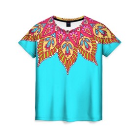 Женская футболка 3D с принтом Этно в Кировске, 100% полиэфир ( синтетическое хлопкоподобное полотно) | прямой крой, круглый вырез горловины, длина до линии бедер | tribal | абстракция | геометрия | лето | узоры | этника | этно