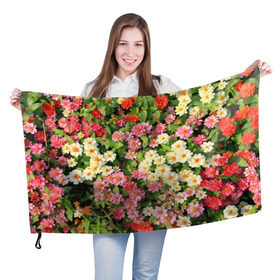 Флаг 3D с принтом Весеннее настроение в Кировске, 100% полиэстер | плотность ткани — 95 г/м2, размер — 67 х 109 см. Принт наносится с одной стороны | аромат | букет | вазон | великолепие | краски | красота | куст | луг | полевые цветы | полянка | природа | растения | розы | ромашки | тюльпаны | украшение | фауна | цветник | цветок | цветочек | цветы