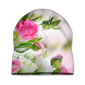 Шапка 3D с принтом Алые розы в Кировске, 100% полиэстер | универсальный размер, печать по всей поверхности изделия | аромат | букет | вазон | великолепие | краски | красота | куст | нежность | природа | растения | розы | украшение | фауна | цветник | цветы