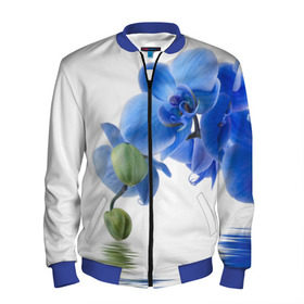 Мужской бомбер 3D с принтом Веточка орхидеи в Кировске, 100% полиэстер | застегивается на молнию, по бокам два кармана без застежек, по низу бомбера и на воротнике - эластичная резинка | ветка | красота | нежность | орхидея | природа | растение | фауна | цветок | цветы