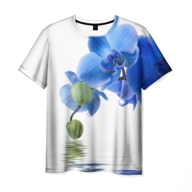 Мужская футболка 3D с принтом Веточка орхидеи в Кировске, 100% полиэфир | прямой крой, круглый вырез горловины, длина до линии бедер | ветка | красота | нежность | орхидея | природа | растение | фауна | цветок | цветы