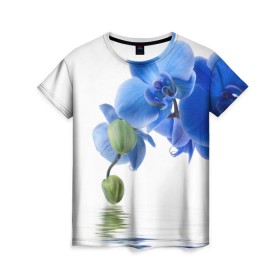 Женская футболка 3D с принтом Веточка орхидеи в Кировске, 100% полиэфир ( синтетическое хлопкоподобное полотно) | прямой крой, круглый вырез горловины, длина до линии бедер | ветка | красота | нежность | орхидея | природа | растение | фауна | цветок | цветы