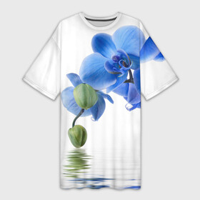 Платье-футболка 3D с принтом Веточка орхидеи в Кировске,  |  | ветка | красота | нежность | орхидея | природа | растение | фауна | цветок | цветы