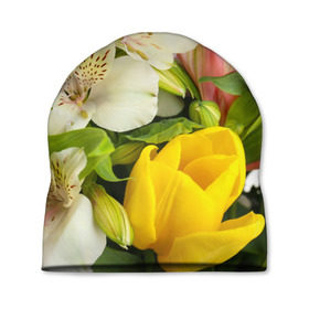 Шапка 3D с принтом Красивый букет в Кировске, 100% полиэстер | универсальный размер, печать по всей поверхности изделия | аромат | астры | букет | вазон | великолепие | гвоздики | гиацинт | гортензия | калла | краски | красота | куст | лилия | орхидея | пион | подсолнух | полевые цветы | природа | растения | розы | ромашки