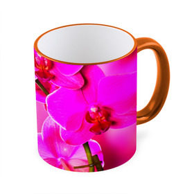 Кружка 3D с принтом Орхидея в Кировске, керамика | ёмкость 330 мл | лепесток | новая | орхидея | природа | цветок | яркая