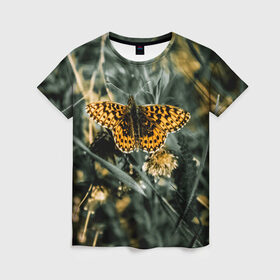 Женская футболка 3D с принтом Королевская бабочка в Кировске, 100% полиэфир ( синтетическое хлопкоподобное полотно) | прямой крой, круглый вырез горловины, длина до линии бедер | 