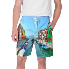 Мужские шорты 3D с принтом Венеция в Кировске,  полиэстер 100% | прямой крой, два кармана без застежек по бокам. Мягкая трикотажная резинка на поясе, внутри которой широкие завязки. Длина чуть выше колен | 