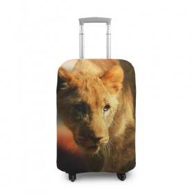 Чехол для чемодана 3D с принтом Львица в Кировске, 86% полиэфир, 14% спандекс | двустороннее нанесение принта, прорези для ручек и колес | lion | голова животного | дикая кошка | кот | лев | цвет