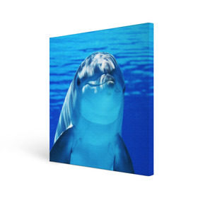 Холст квадратный с принтом Дельфин в Кировске, 100% ПВХ |  | вода | дельфин | море | отдых | отпуск | подводный мир | туризм