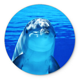 Коврик круглый с принтом Дельфин в Кировске, резина и полиэстер | круглая форма, изображение наносится на всю лицевую часть | Тематика изображения на принте: вода | дельфин | море | отдых | отпуск | подводный мир | туризм