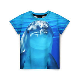 Детская футболка 3D с принтом Дельфин в Кировске, 100% гипоаллергенный полиэфир | прямой крой, круглый вырез горловины, длина до линии бедер, чуть спущенное плечо, ткань немного тянется | вода | дельфин | море | отдых | отпуск | подводный мир | туризм