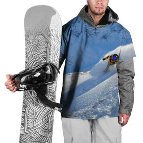 Накидка на куртку 3D с принтом Спуск в Кировске, 100% полиэстер |  | гора | зима | лыжник | снег | спорт | спуск
