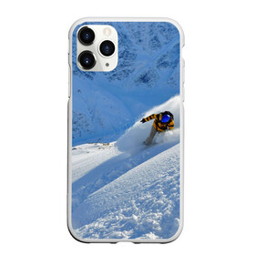 Чехол для iPhone 11 Pro Max матовый с принтом Спуск в Кировске, Силикон |  | гора | зима | лыжник | снег | спорт | спуск