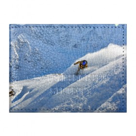 Обложка для студенческого билета с принтом Спуск в Кировске, натуральная кожа | Размер: 11*8 см; Печать на всей внешней стороне | гора | зима | лыжник | снег | спорт | спуск