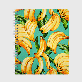 Тетрадь с принтом Банан в Кировске, 100% бумага | 48 листов, плотность листов — 60 г/м2, плотность картонной обложки — 250 г/м2. Листы скреплены сбоку удобной пружинной спиралью. Уголки страниц и обложки скругленные. Цвет линий — светло-серый
 | banana | банан | бананы | паттерн