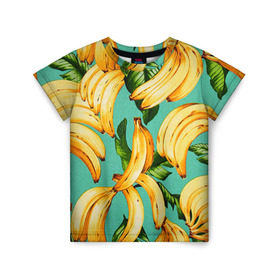Детская футболка 3D с принтом Банан в Кировске, 100% гипоаллергенный полиэфир | прямой крой, круглый вырез горловины, длина до линии бедер, чуть спущенное плечо, ткань немного тянется | banana | банан | бананы | паттерн