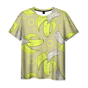 Мужская футболка 3D с принтом Банан 8 в Кировске, 100% полиэфир | прямой крой, круглый вырез горловины, длина до линии бедер | Тематика изображения на принте: banana | банан | бананы | паттерн