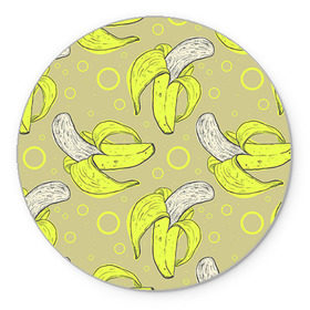 Коврик круглый с принтом Банан 8 в Кировске, резина и полиэстер | круглая форма, изображение наносится на всю лицевую часть | banana | банан | бананы | паттерн