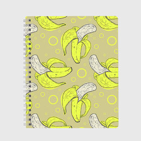 Тетрадь с принтом Банан 8 в Кировске, 100% бумага | 48 листов, плотность листов — 60 г/м2, плотность картонной обложки — 250 г/м2. Листы скреплены сбоку удобной пружинной спиралью. Уголки страниц и обложки скругленные. Цвет линий — светло-серый
 | banana | банан | бананы | паттерн