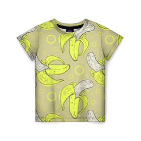 Детская футболка 3D с принтом Банан 8 в Кировске, 100% гипоаллергенный полиэфир | прямой крой, круглый вырез горловины, длина до линии бедер, чуть спущенное плечо, ткань немного тянется | banana | банан | бананы | паттерн