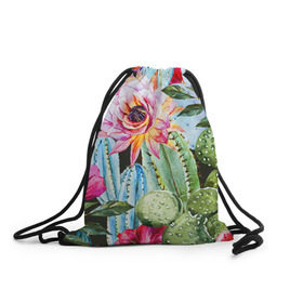 Рюкзак-мешок 3D с принтом Зелень в Кировске, 100% полиэстер | плотность ткани — 200 г/м2, размер — 35 х 45 см; лямки — толстые шнурки, застежка на шнуровке, без карманов и подкладки | кактусы | лилия | тропики | цветы