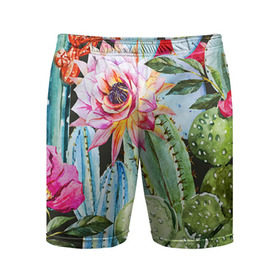 Мужские шорты 3D спортивные с принтом Зелень в Кировске,  |  | кактусы | лилия | тропики | цветы