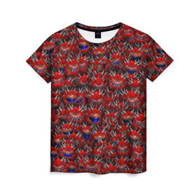 Женская футболка 3D с принтом Какодемоны (pixel-art) в Кировске, 100% полиэфир ( синтетическое хлопкоподобное полотно) | прямой крой, круглый вырез горловины, длина до линии бедер | doom | демон | дум