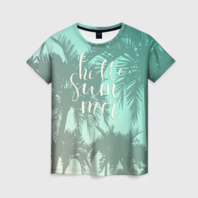 Женская футболка 3D с принтом HAWAII 8 в Кировске, 100% полиэфир ( синтетическое хлопкоподобное полотно) | прямой крой, круглый вырез горловины, длина до линии бедер | hawaii | гаваи | лето | океан | отдых | пальмы | пляж | серф