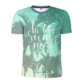 Мужская футболка 3D спортивная с принтом HAWAII 8 в Кировске, 100% полиэстер с улучшенными характеристиками | приталенный силуэт, круглая горловина, широкие плечи, сужается к линии бедра | Тематика изображения на принте: hawaii | гаваи | лето | океан | отдых | пальмы | пляж | серф