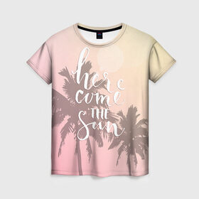 Женская футболка 3D с принтом HAWAII 7 в Кировске, 100% полиэфир ( синтетическое хлопкоподобное полотно) | прямой крой, круглый вырез горловины, длина до линии бедер | hawaii | гаваи | лето | океан | отдых | пальмы | пляж | серф