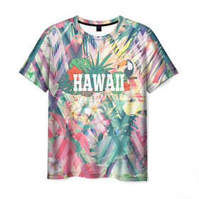 Мужская футболка 3D с принтом HAWAII 5 в Кировске, 100% полиэфир | прямой крой, круглый вырез горловины, длина до линии бедер | Тематика изображения на принте: hawaii | гаваи | лето | океан | отдых | пальмы | пляж | серф