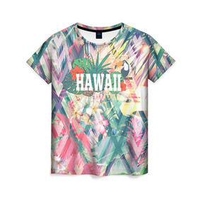 Женская футболка 3D с принтом HAWAII 5 в Кировске, 100% полиэфир ( синтетическое хлопкоподобное полотно) | прямой крой, круглый вырез горловины, длина до линии бедер | Тематика изображения на принте: hawaii | гаваи | лето | океан | отдых | пальмы | пляж | серф