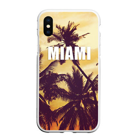 Чехол для iPhone XS Max матовый с принтом MIAMI в Кировске, Силикон | Область печати: задняя сторона чехла, без боковых панелей | miami | лето | майами | маями | океан | отдых | пальмы | пляж | серф