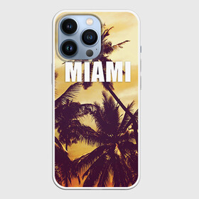 Чехол для iPhone 13 Pro с принтом MIAMI в Кировске,  |  | Тематика изображения на принте: miami | лето | майами | маями | океан | отдых | пальмы | пляж | серф